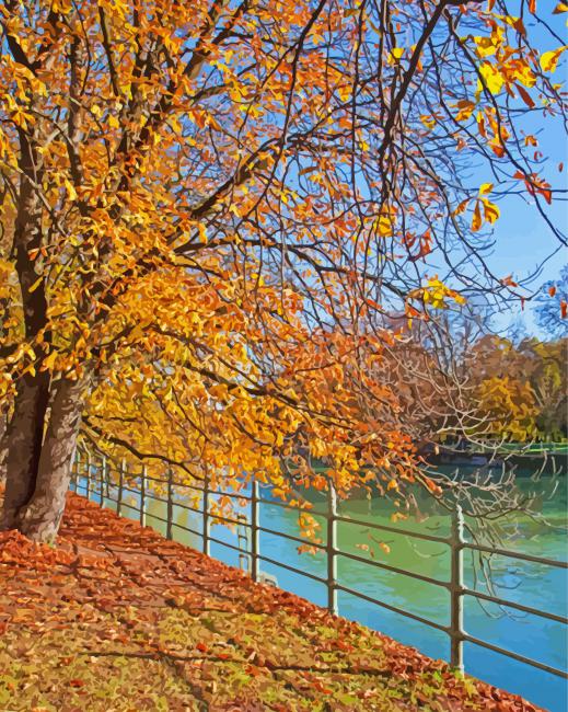 Munich Golden Leaves Promenade paint by number