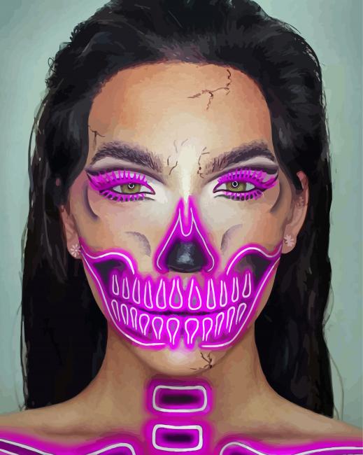 Neon Skeleton Beauty paint by number
