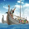 Norse Vikings Longboat paint by number
