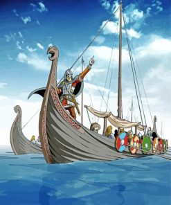 Norse Vikings Longboat paint by number