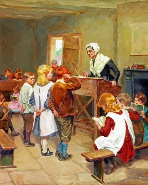 Old Village School paint by number