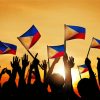 People Holding Philippine Flag Silhouette paint by number