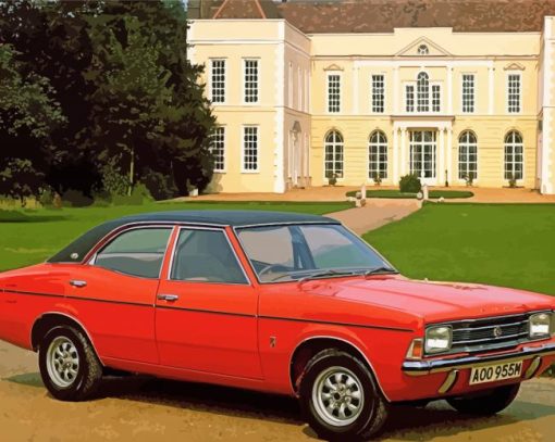 Red Ford Cortina Car paint by number