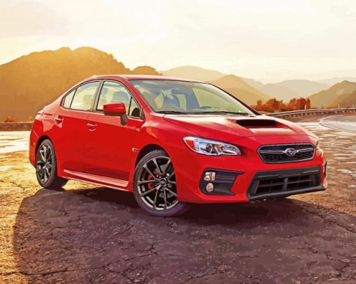 Red Subaru WRX Car paint by number