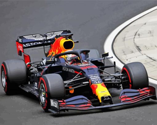 Red Bull Race Car On Road paint by number