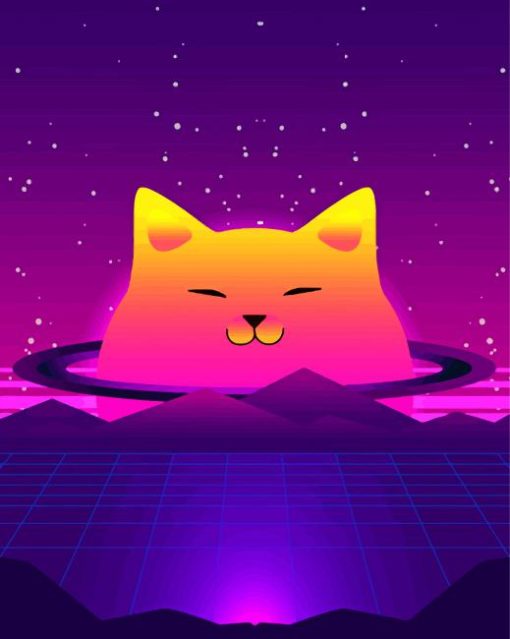 Retro Cat Planet paint by number