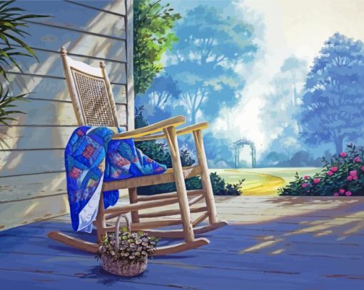 Rocking Chair And Flowers Basket paint by number