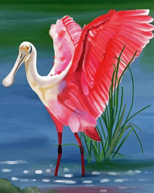Roseate Spoonbill Art paint by number