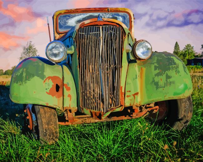 Rusty Green Truck paint by number