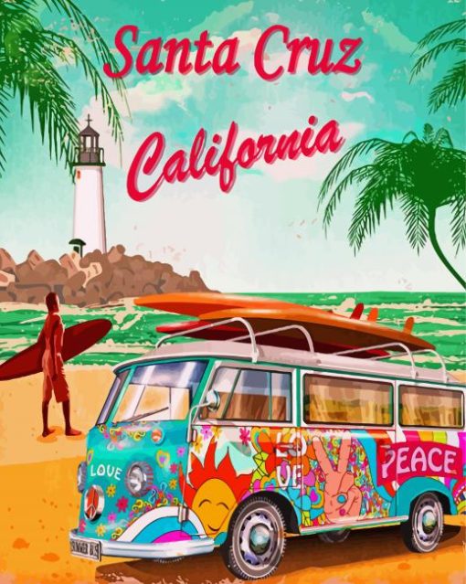 Santa Cruz Beach Poster Art PAINT BY NUMBER