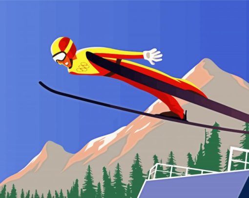 Ski Jump Art paint by number