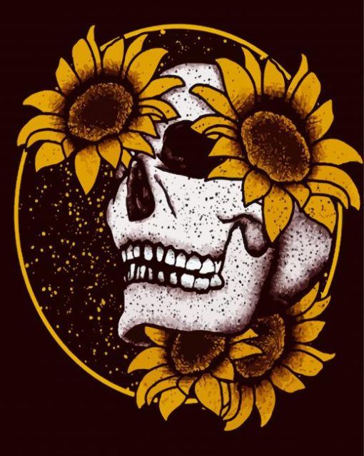 Skull Sunflower paint by number