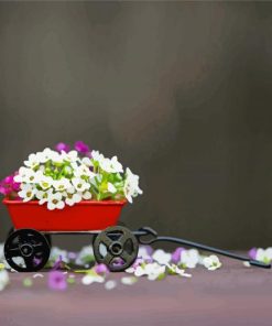 Small Red Flower Cart paint by number