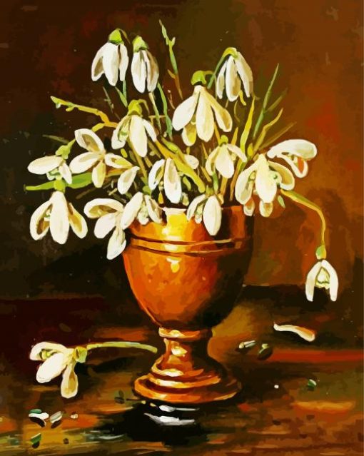 Snow Drops Vase paint by number