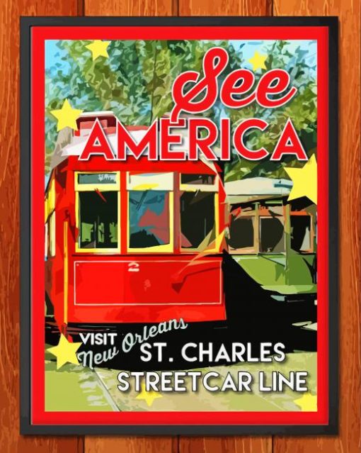 St Charles Streetcar Poster paint by number