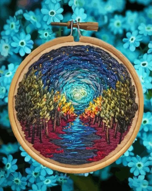 Starry Night Embroidery paint by number