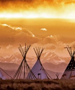 Teepees Sunset paint by number