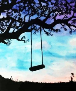 Tree Swing Silhouette paint by number