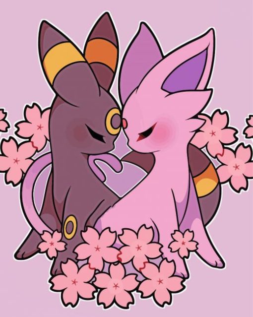 Umbreon And Espeon Couple paint by number