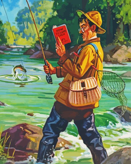 Vintage Fly Fishing Paint By Numbers - PBN Canvas
