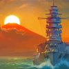 War Ship At Sunset paint by number