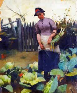 Woman In Vegetable Garden paint by number