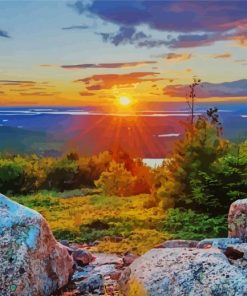 Acadia Mountain Sunset paint by number