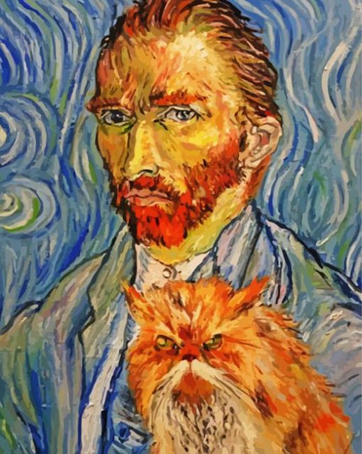 Aesthetic Cat Van Gogh Art paint by number