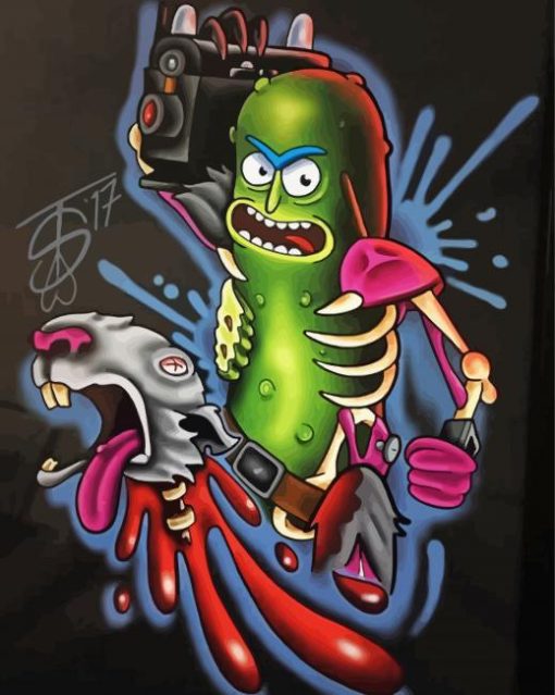Aesthetic Pickle Rick paint by number