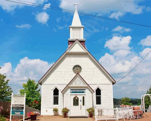 Aesthetic White Church paint by number