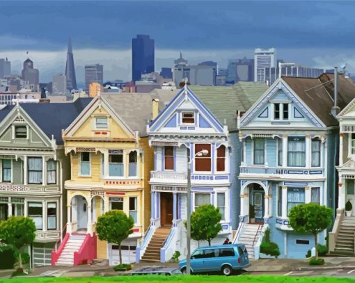 Aesthetic The Painted Ladies San Francisco paint by number