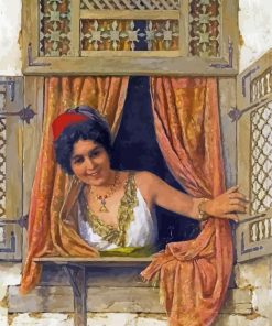 Arab Woman In Window paint by number