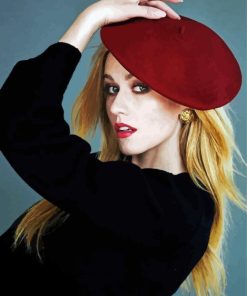 Beautiful Woman With Raspberry Beret paint by number