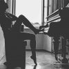 Black And White Women Playing Piano paint by number
