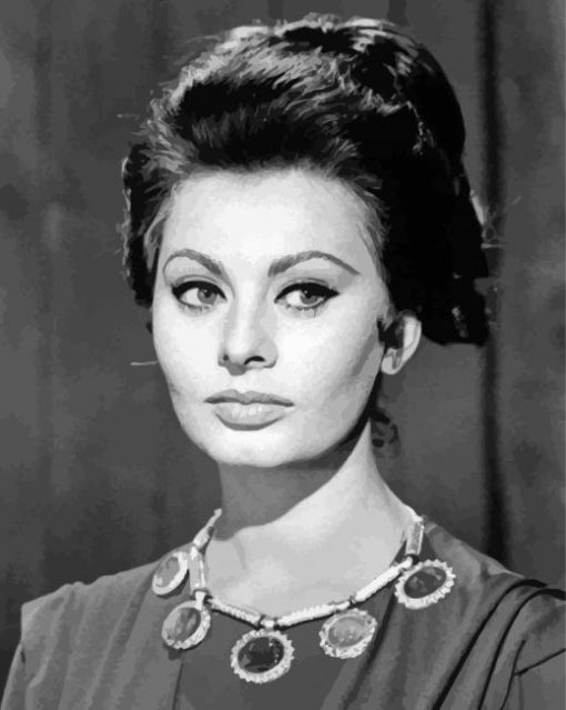 Black And White Italian Actress Sophia Loren paint by number