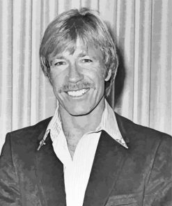Black And White Young Chuck Norris paint by number