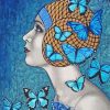 Blue Lady And Butterfly paint by number