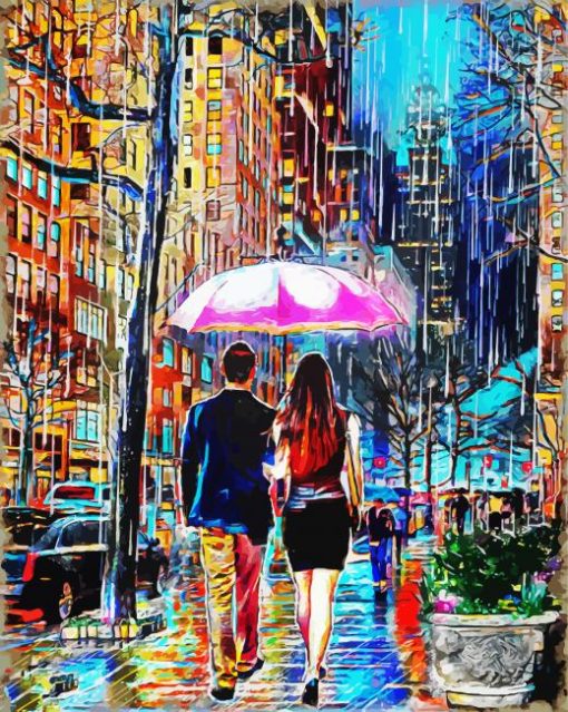 Cool Couple Rain paint by number