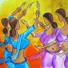 Dancers In Sari Abstract Indian Women paint by number
