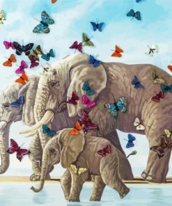 Elephant And Butterfly Art paint by number