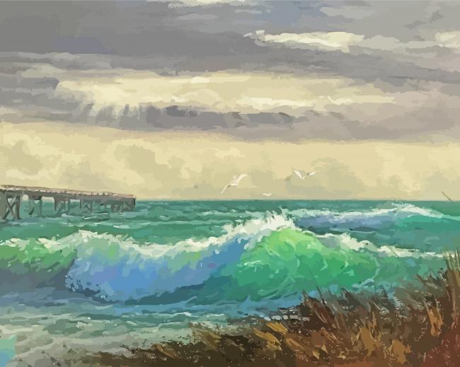 Florida Beach Seascape paint by number