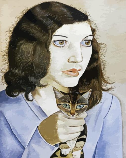 Girl With A Kitten By Lucian Freud paint by number
