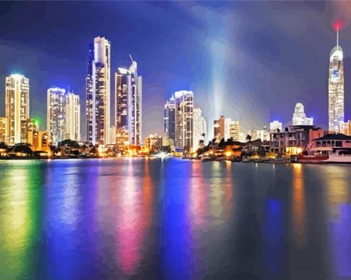 Gold Coast At Night paint by number