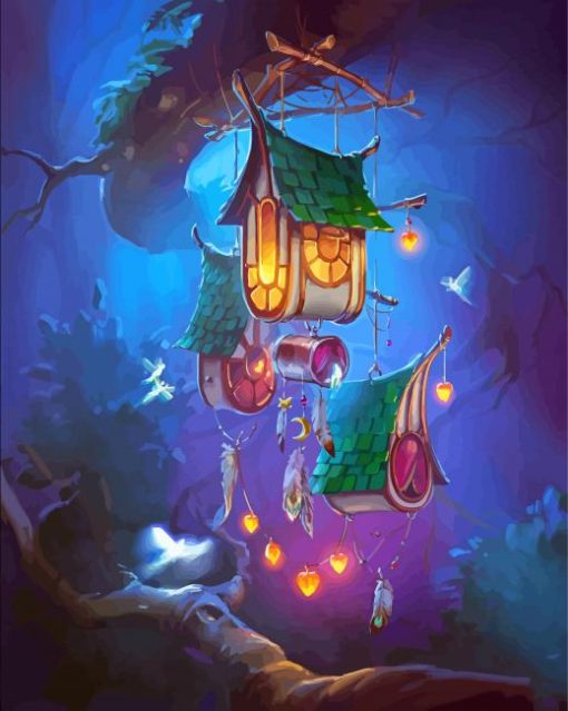 Hanging Fairy Houses paint by number