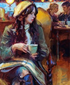 Aesthetic Lady In Coffee Shop paint by number