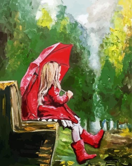 Little Lady Umbrella paint by number
