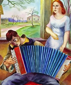 Man Playing Accordian To His Lover paint by number