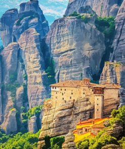 Meteora Rock Mountains paint by number