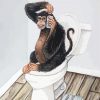 Monkey On Toilet With Phone Art paint by number