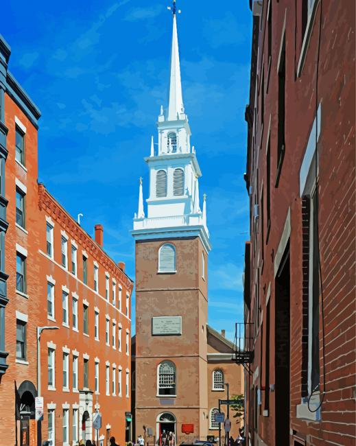 Old North Church Building paint by number